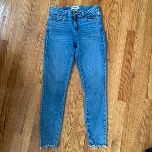 Paige jeans worn once, light wash, skinny jeans, hemmed